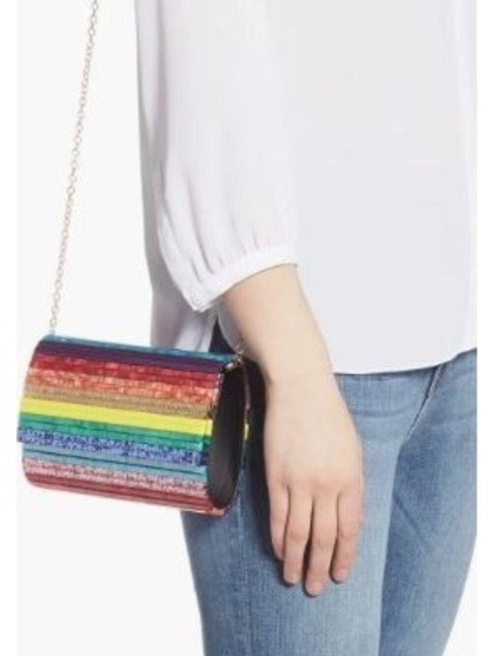 Kurt Geiger London Stripe Rainbow Envelope Clutch Crossbody NWOT Handbag Purse